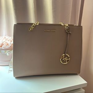 Michael Kors Leather Gold Tan Handbag
